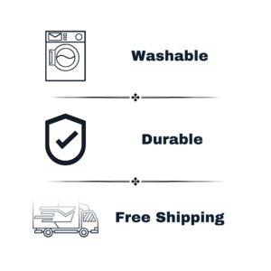 image showing product features such as washable, durable and free shipping