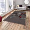 KAWS modern rug on the floor, featuring bold colors and iconic KAWS artwork