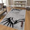 Black and white Bleach Kenpachi rug on bedroom floor – anime bedroom decor for fans