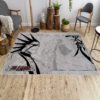 Black and white Bleach rug featuring Kenpachi design in living room – anime home decor