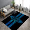Blue-Black Ford Logo Rug displayed on living room floor – automotive-inspired home decor