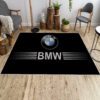 BMW logo are rug displayed in living room – automotive decor for car enthusiasts