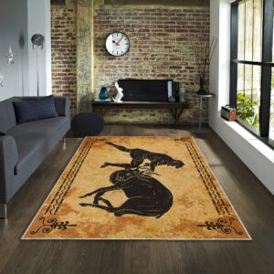 Classic mythology Hercules versus bull vintage rug for elegant interior design
