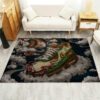 Dragon pattern sneaker art rug with vibrant colors for modern home decor