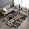 Eminem portrait rug placed on a living room floor, hip-hop music home decor, rapper artwork design