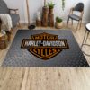 Harley-Davidson logo area rug – motorcycle-themed decor in a man cave