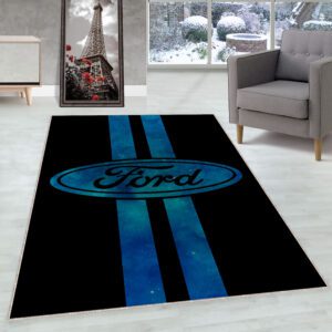 Rug featuring Blue-Black Ford logo – automotive and car enthusiast decor