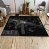 Rug featuring detailed AR-15 parts diagram design – firearm enthusiast decor