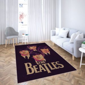The Beatles rug featuring classic rock band design, retro music home decor