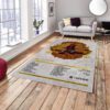 The College Dropout album cover rug with Kanye West bear mascot, iconic hip-hop decor