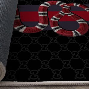 close Gucci rug on the floor in a stylish living room