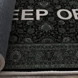 Keep Off rug on the floor in a modern living room